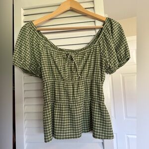Madewell Omaha Tiered Blouse in Basil Green